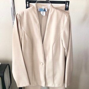 BEA CLASSICS Vintage 2 pc. Solid Beige/Cream Blazer Jacket Suit and Pants Set